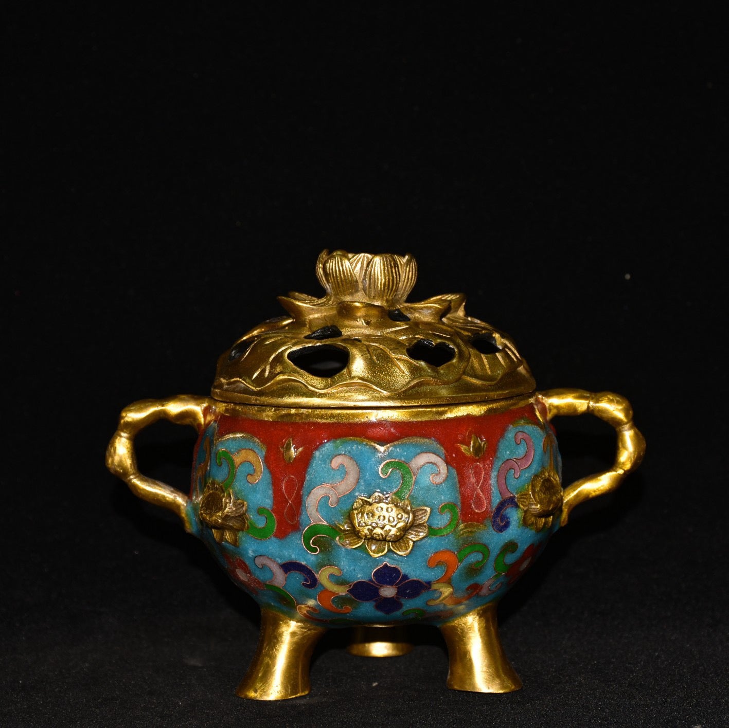 Pure copper cloisonne incense burner ornament