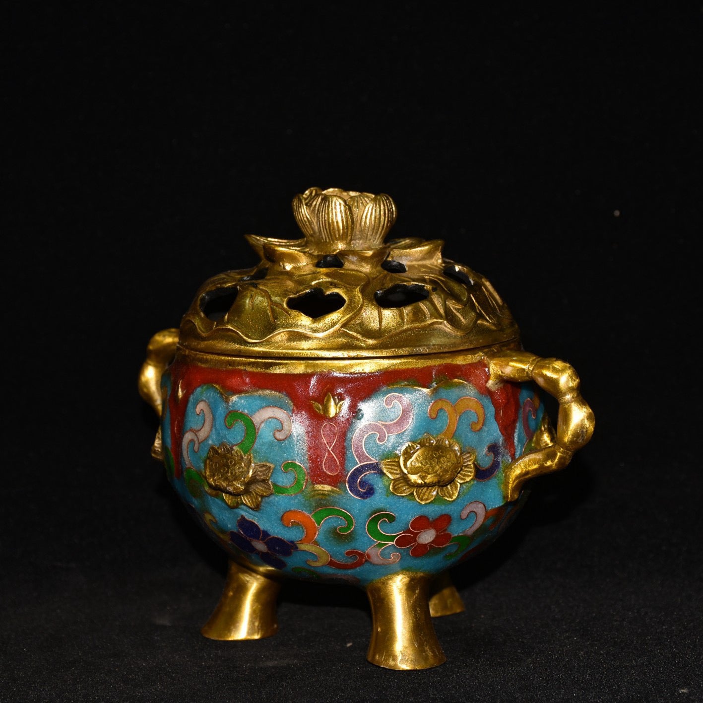 Pure copper cloisonne incense burner ornament