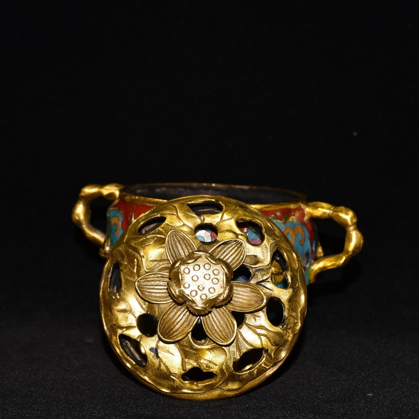 Pure copper cloisonne incense burner ornament