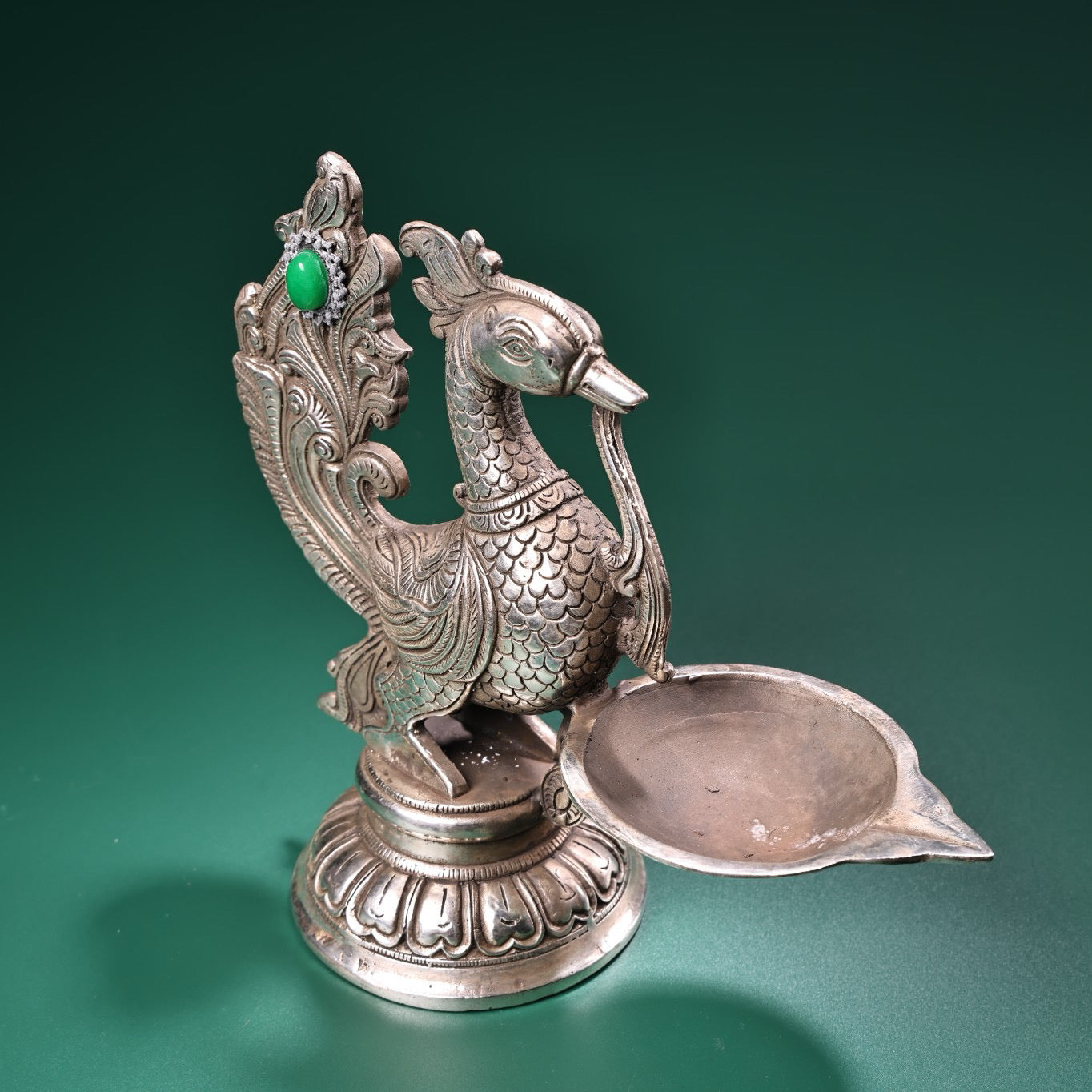Chinese antique pure copper handmade phoenix oil lamp