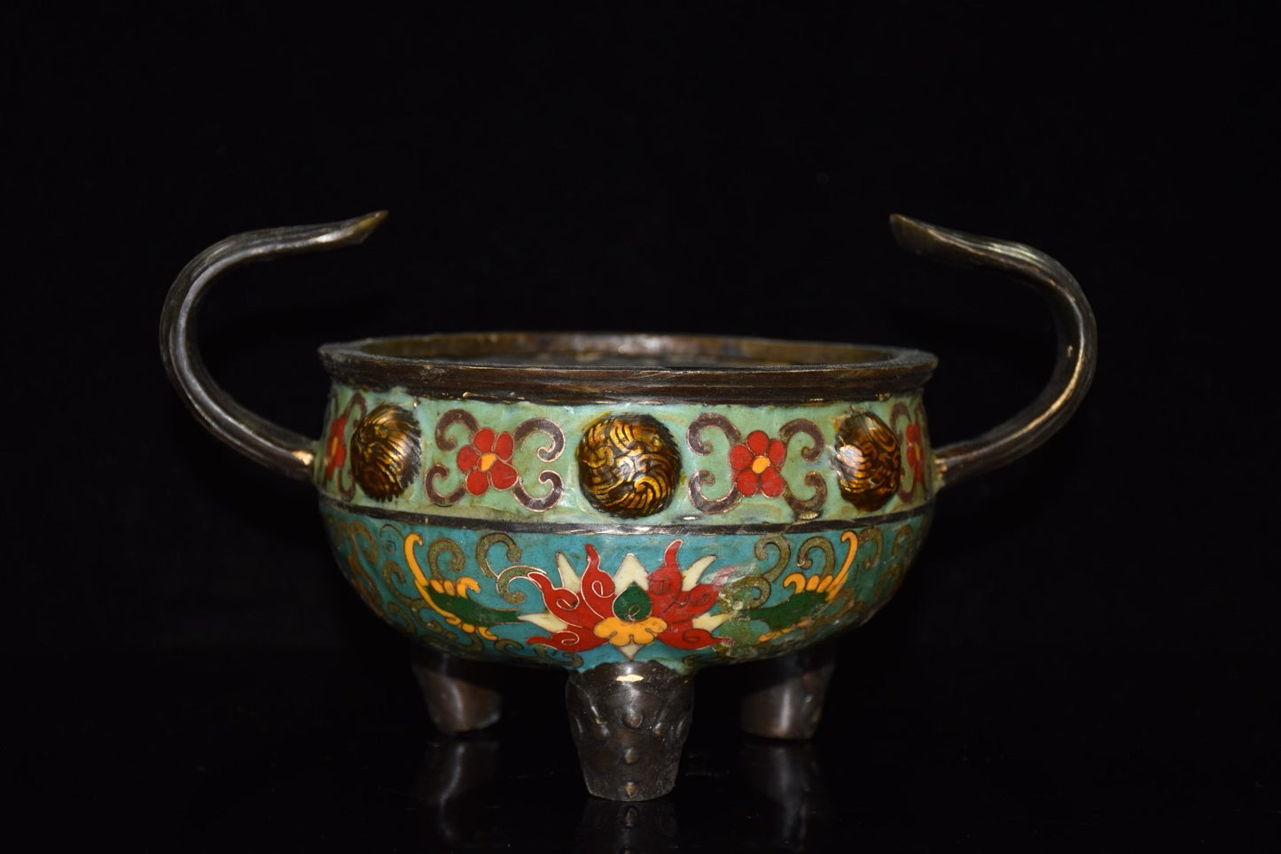 Pure copper cloisonne incense burner ornament