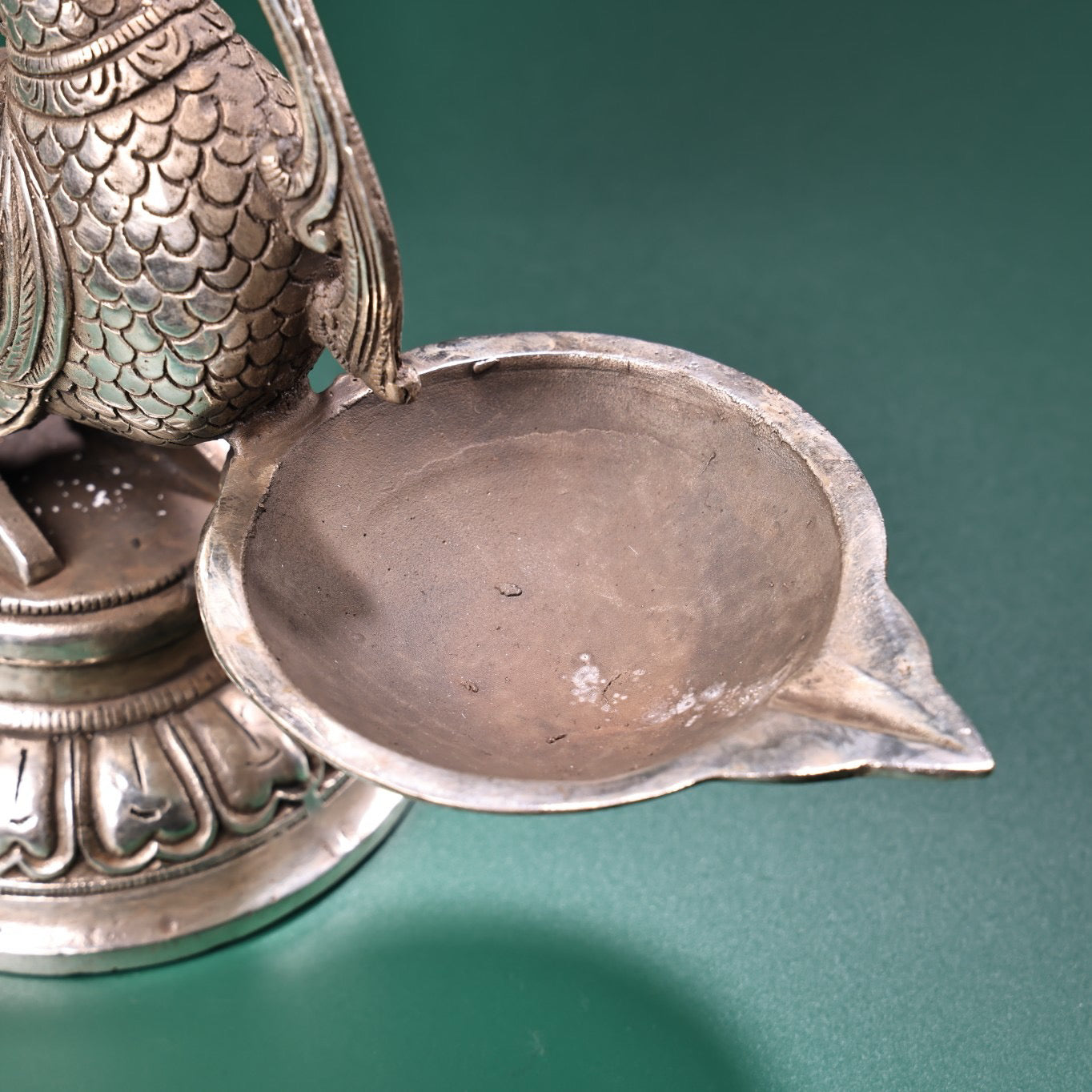 Chinese antique pure copper handmade phoenix oil lamp