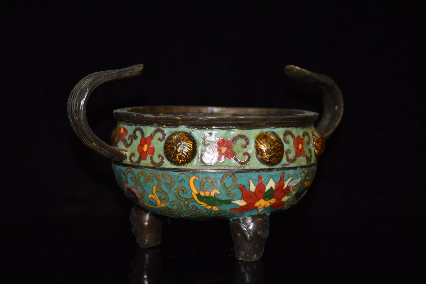 Pure copper cloisonne incense burner ornament
