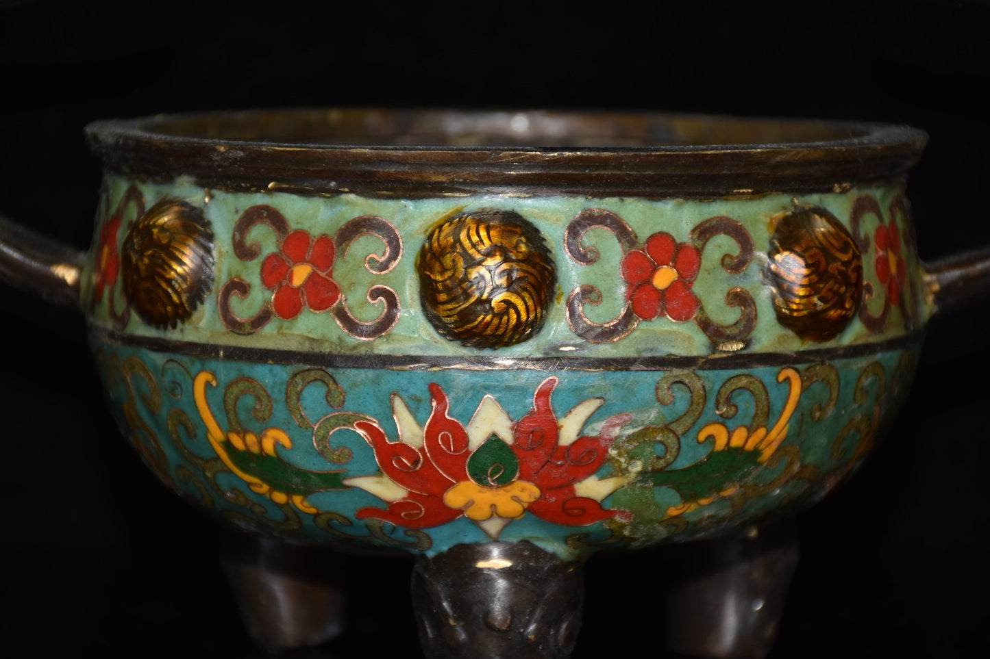 Pure copper cloisonne incense burner ornament