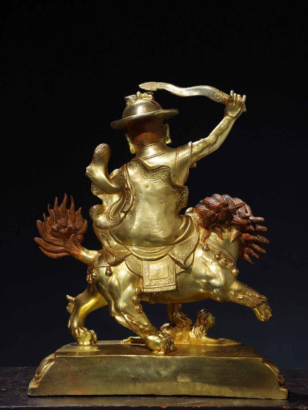 Chinese antique pure copper riding beast Vajra Buddha statue
