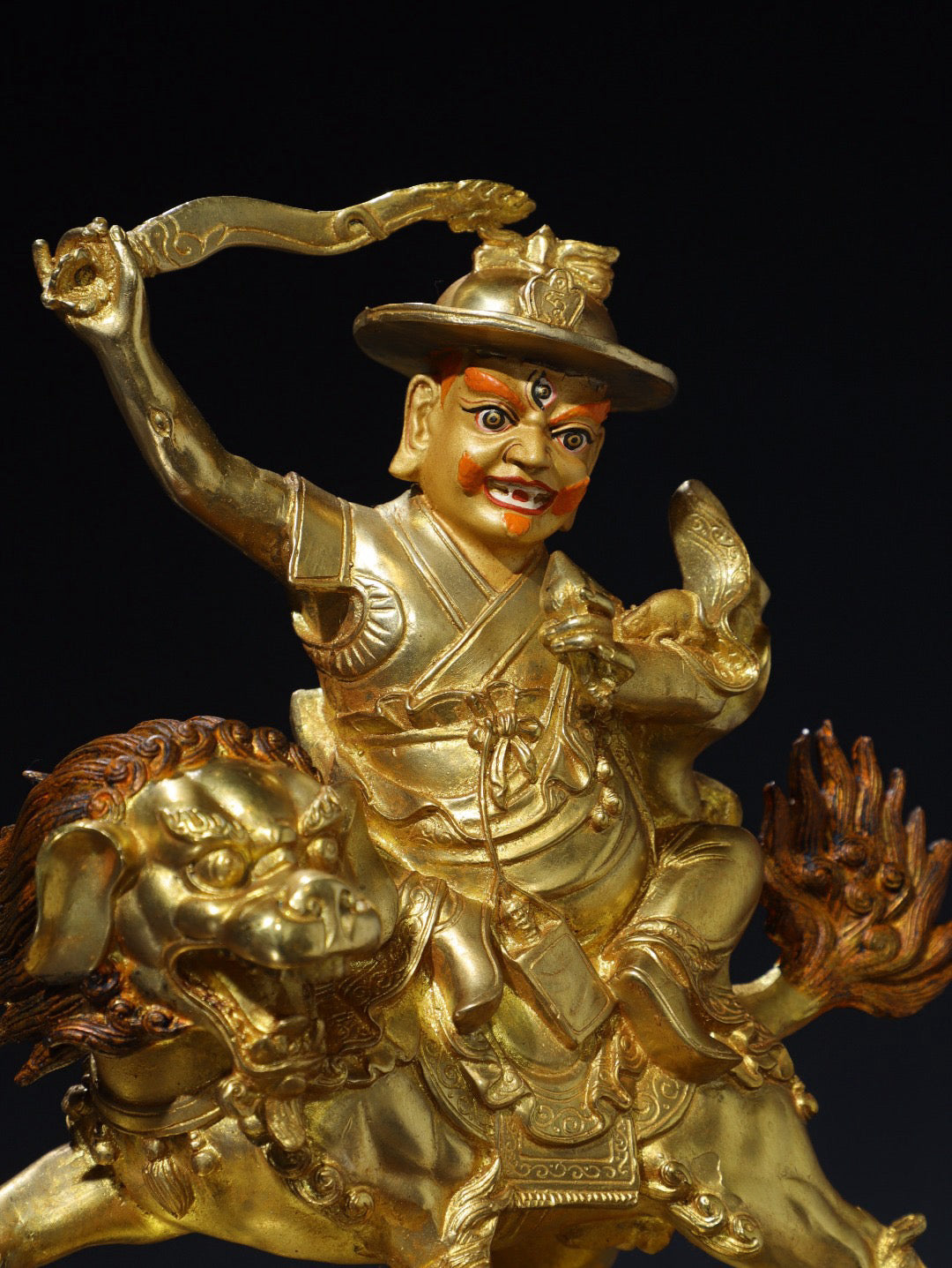 Chinese antique pure copper riding beast Vajra Buddha statue