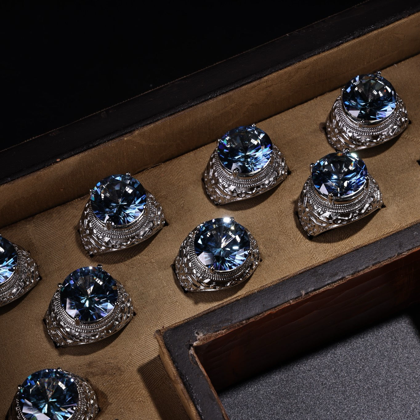 A box of Chinese antique diamond rings