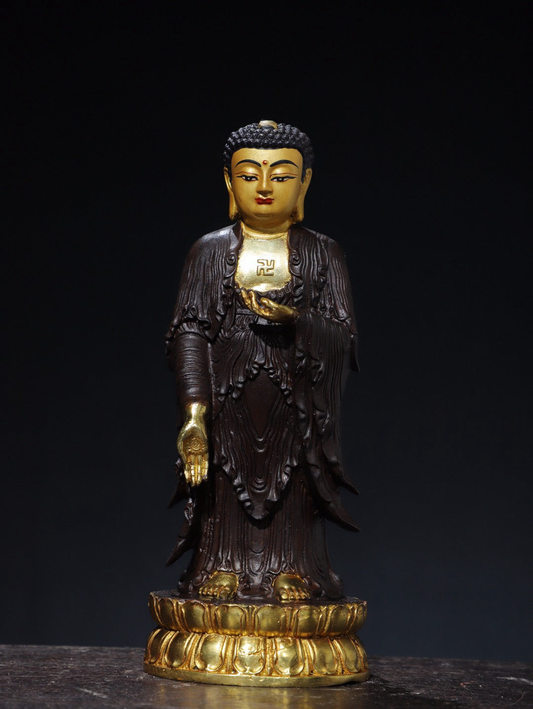 Chinese antique pure copper statue of Amitabha Buddha