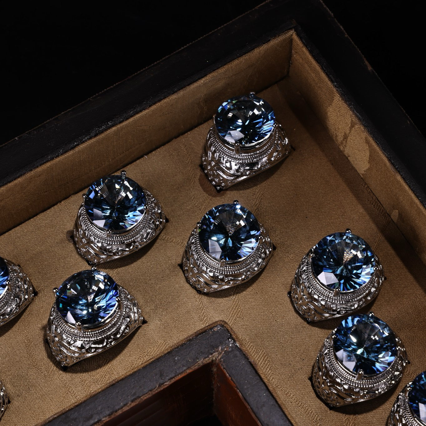 A box of Chinese antique diamond rings