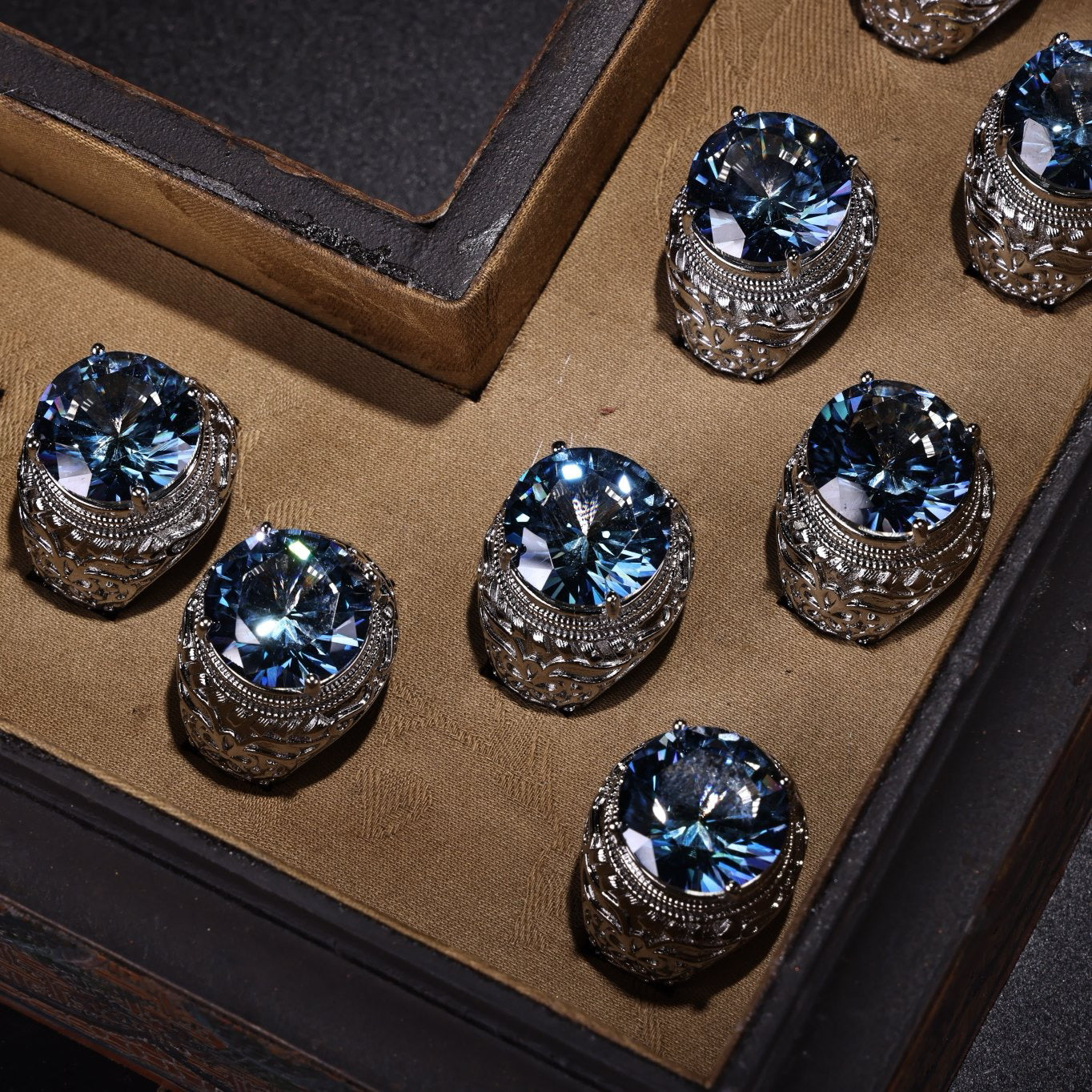 A box of Chinese antique diamond rings