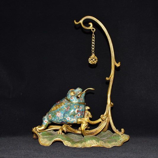 Pure copper cloisonne incense burner ornament