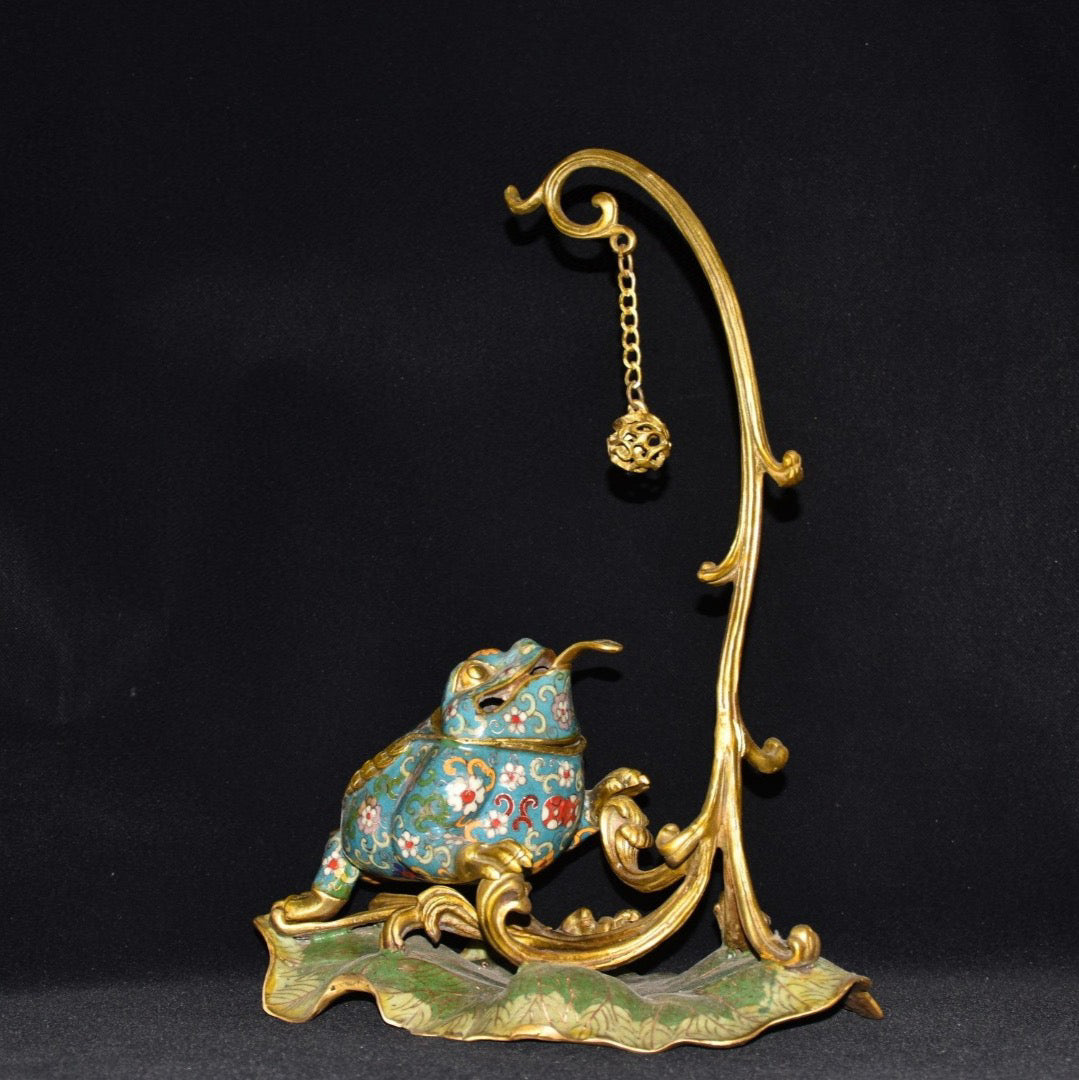 Pure copper cloisonne incense burner ornament
