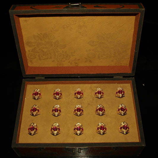 A box of Chinese antique Starlight Cloisonne rings