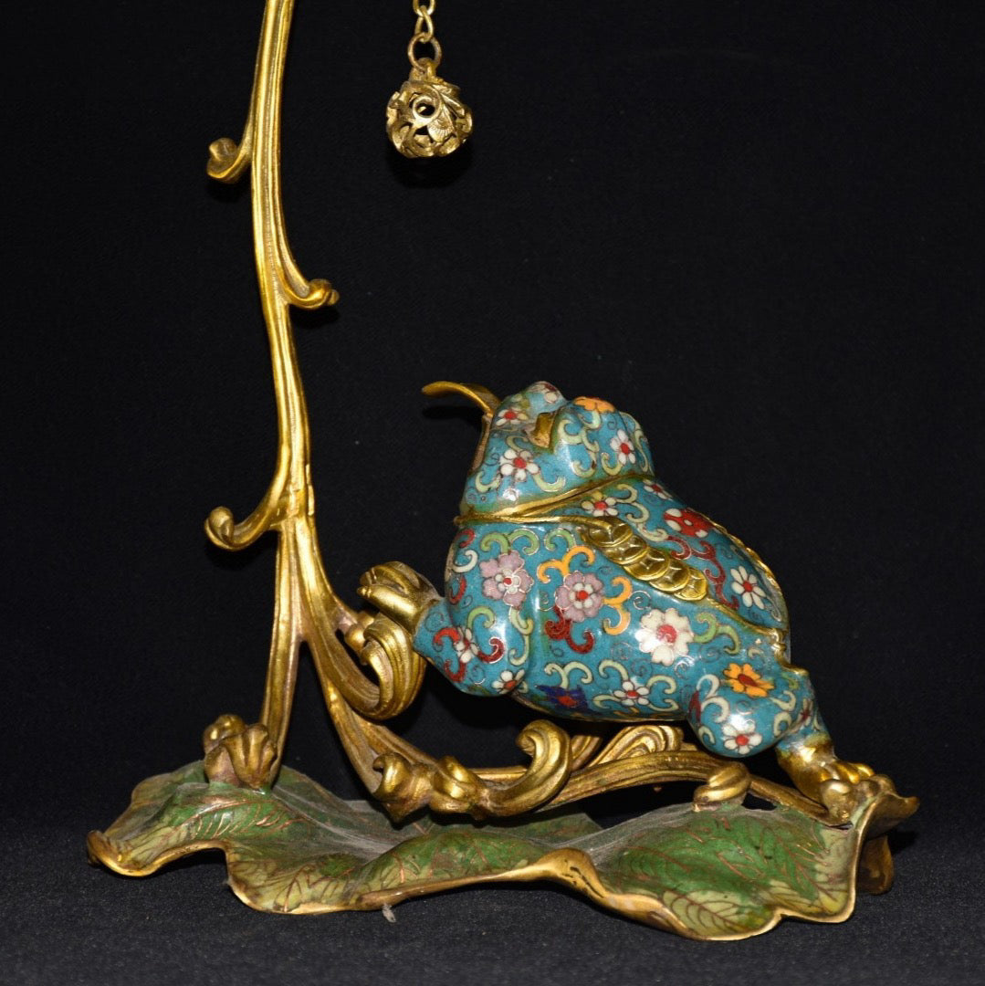 Pure copper cloisonne incense burner ornament
