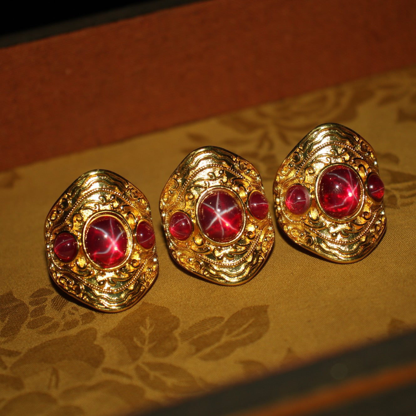 A box of Chinese antique Starlight Cloisonne rings