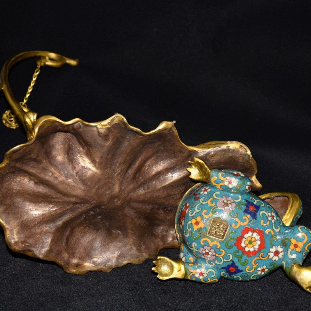 Pure copper cloisonne incense burner ornament