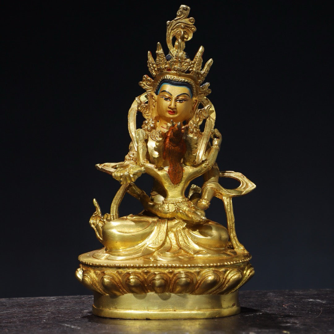 Chinese antique pure copper joyful Buddha statue