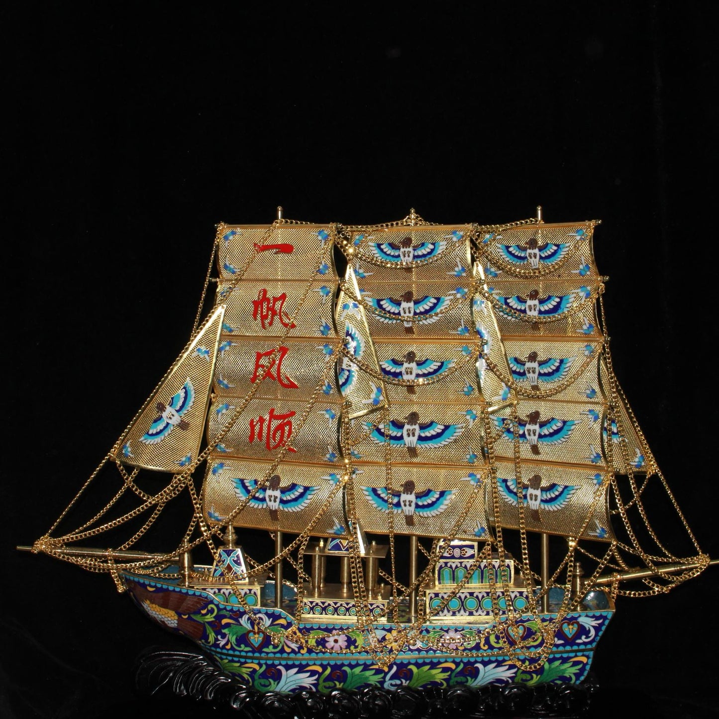 Pure copper cloisonn é boat ornaments