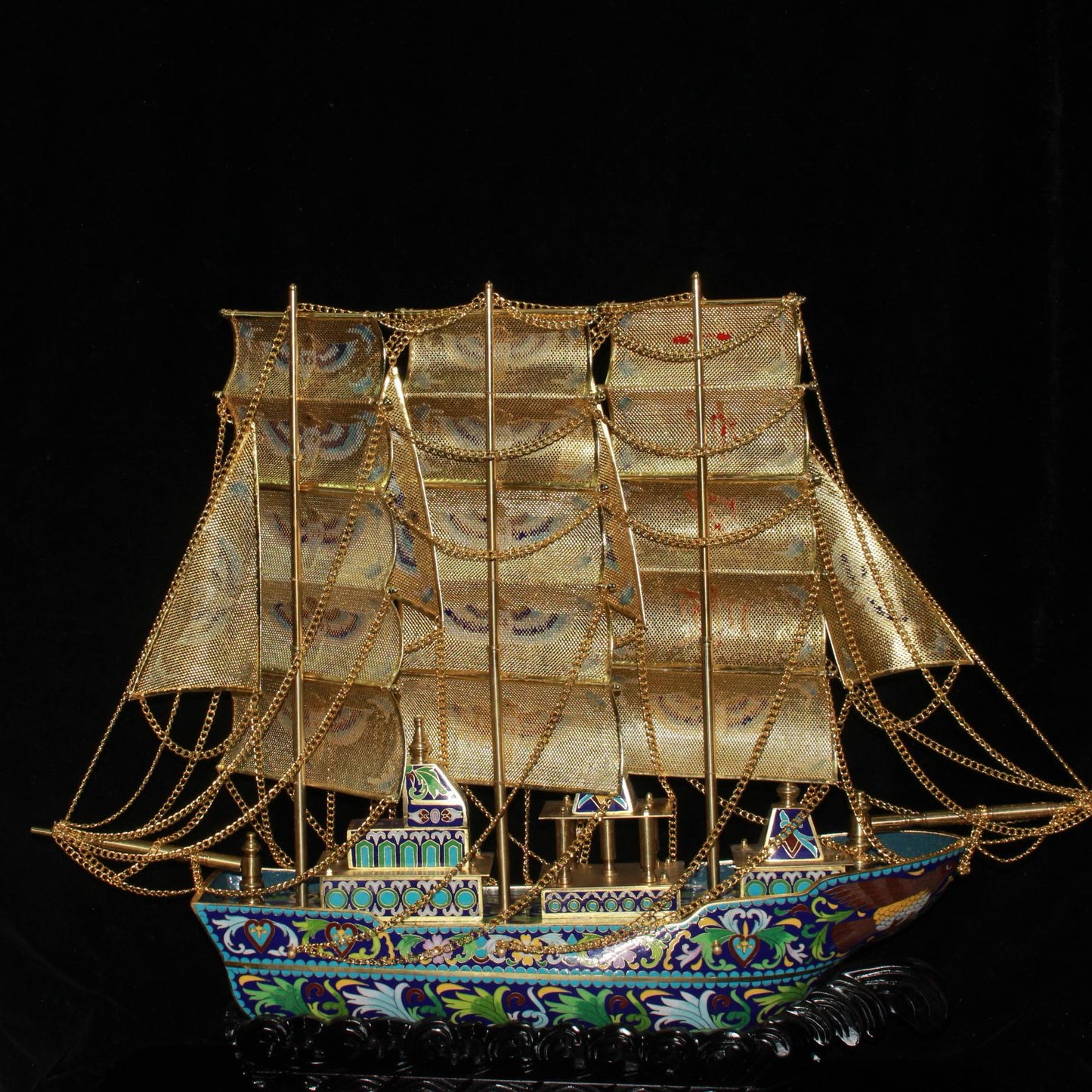 Pure copper cloisonn é boat ornaments
