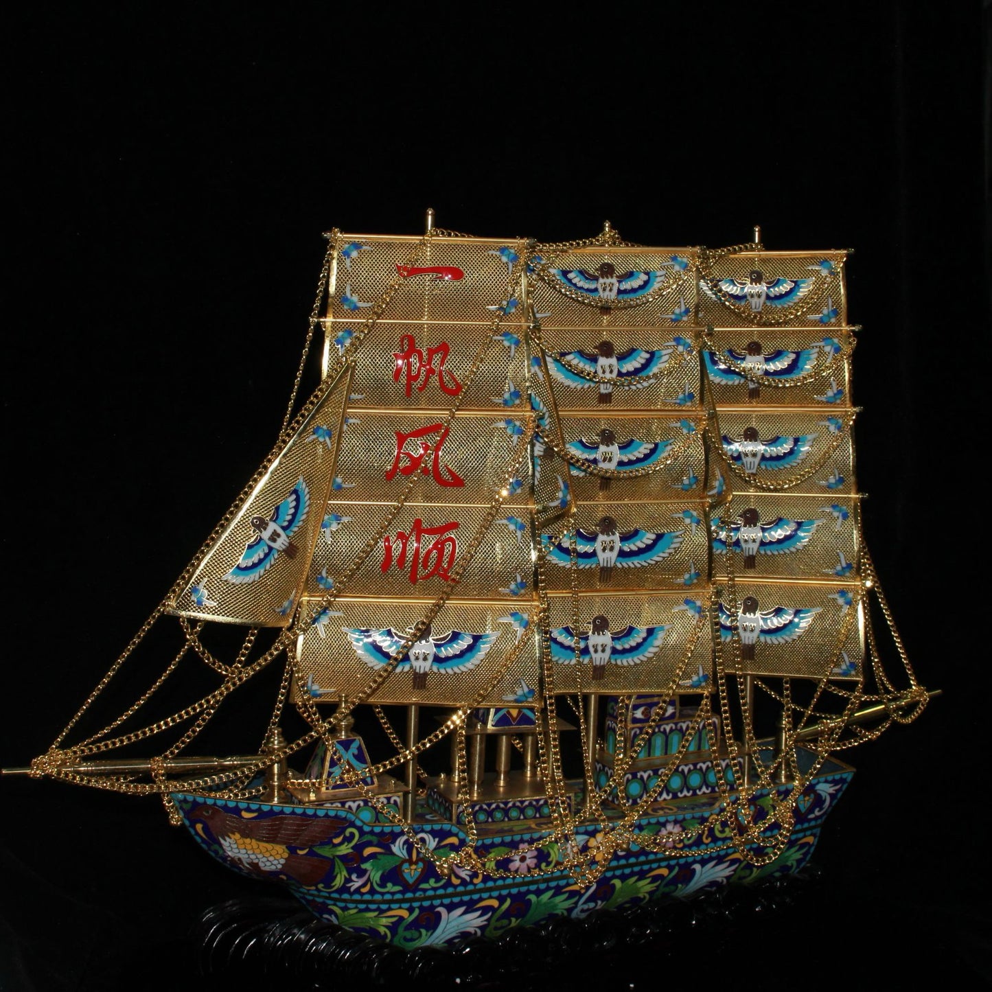 Pure copper cloisonn é boat ornaments
