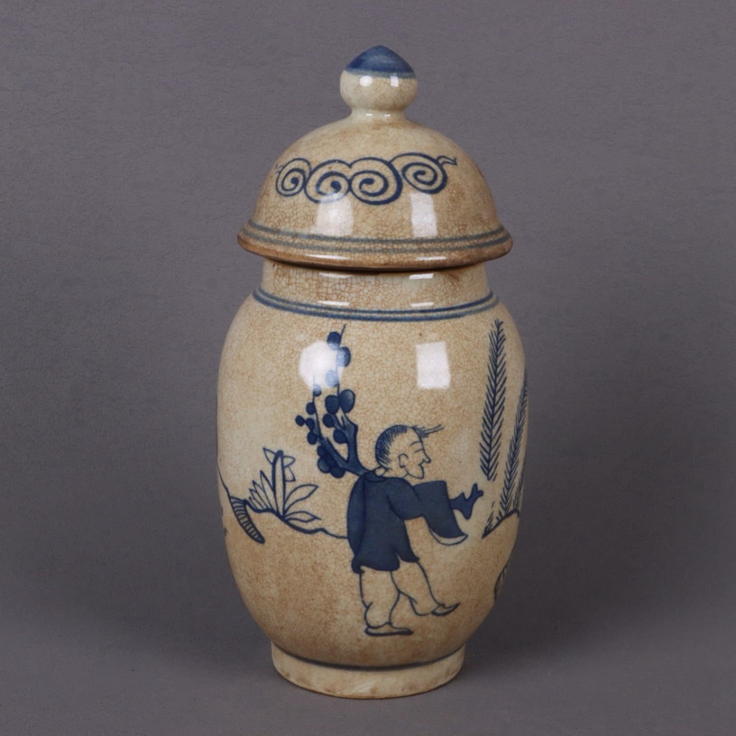 Blue and white porcelain character story patterned small general jar