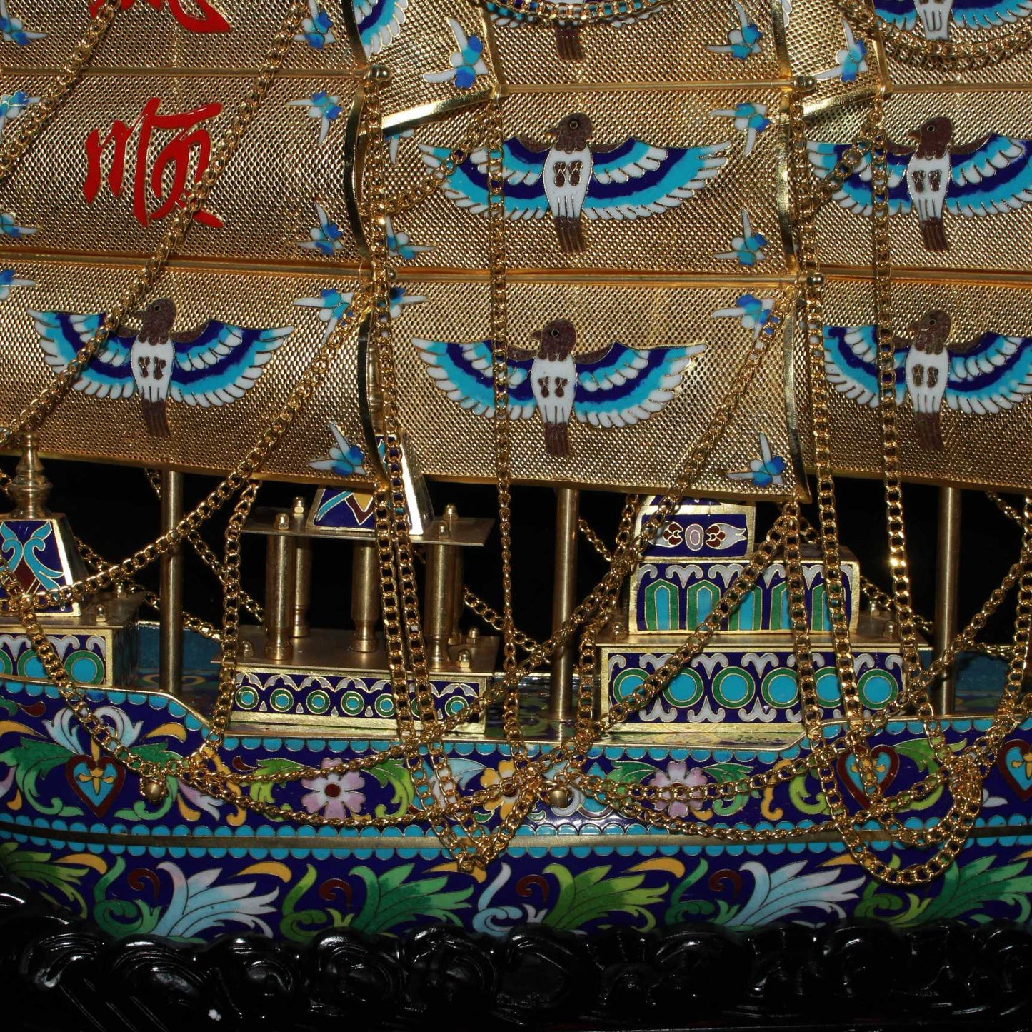 Pure copper cloisonn é boat ornaments