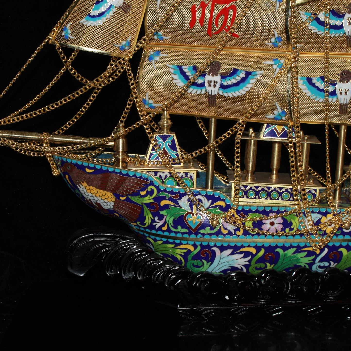 Pure copper cloisonn é boat ornaments