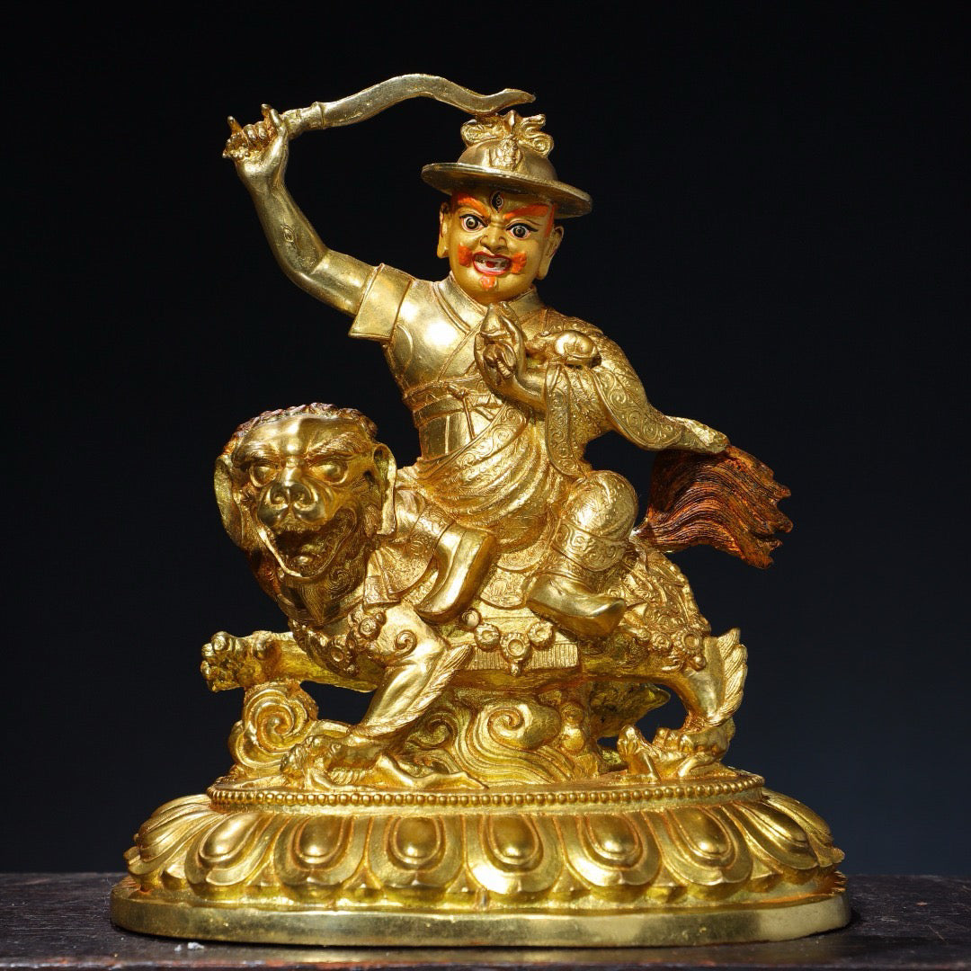 Chinese antique pure copper statue of King Gesar Buddha
