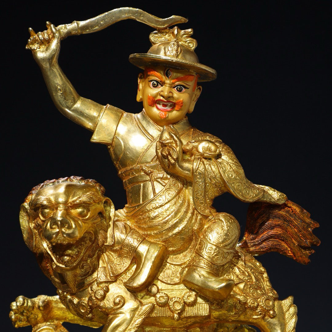 Chinese antique pure copper statue of King Gesar Buddha