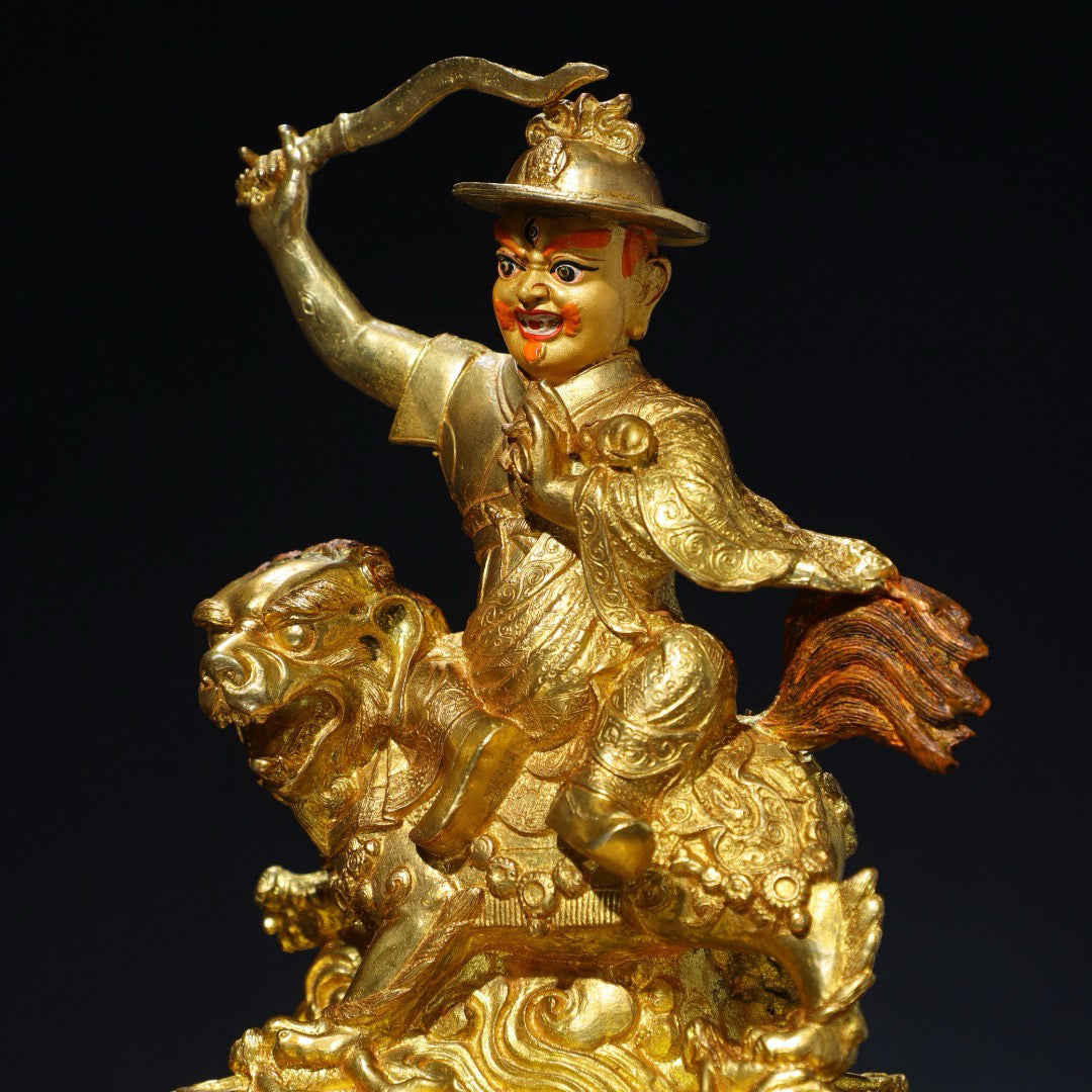 Chinese antique pure copper statue of King Gesar Buddha