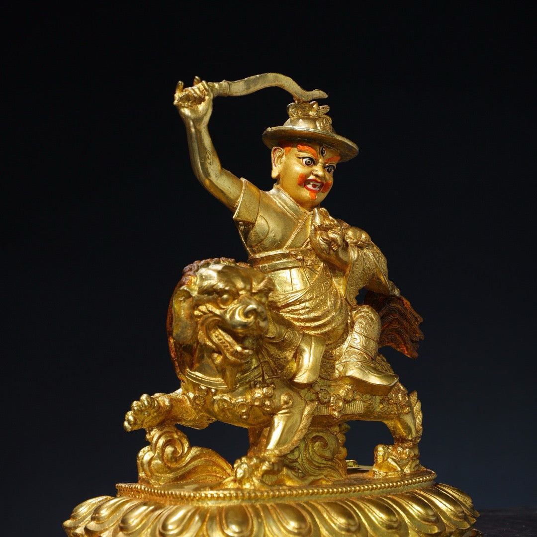Chinese antique pure copper statue of King Gesar Buddha