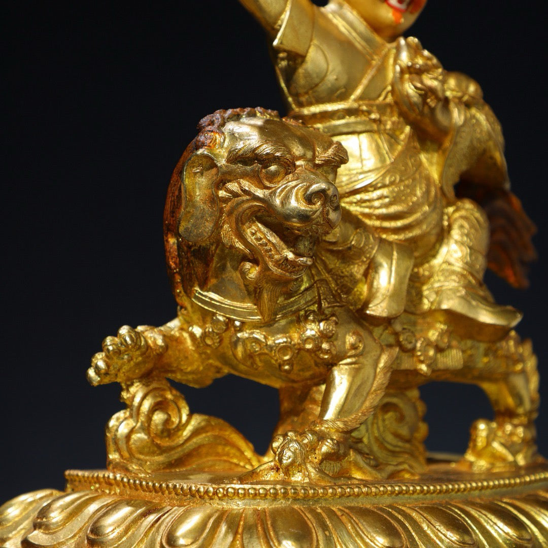 Chinese antique pure copper statue of King Gesar Buddha