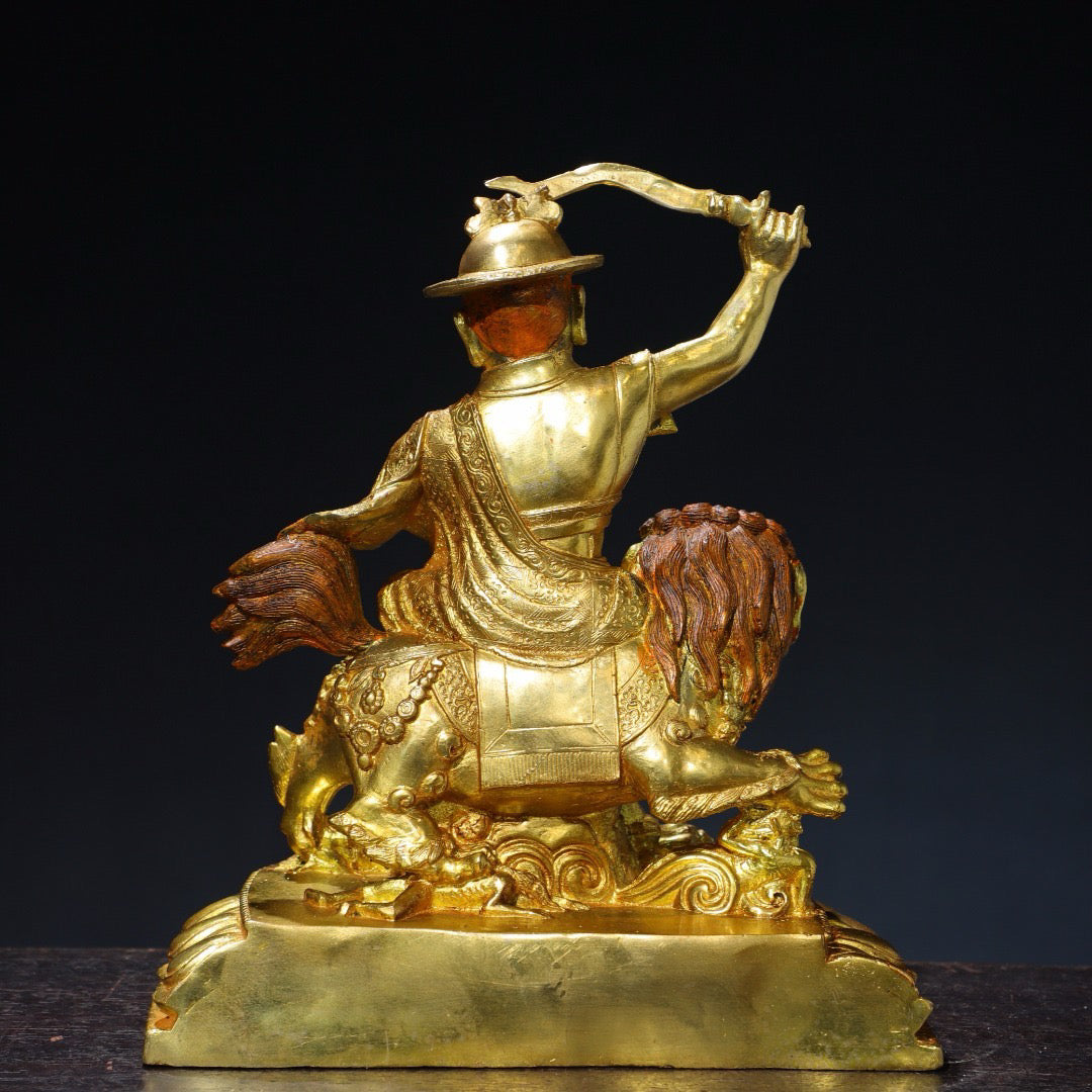 Chinese antique pure copper statue of King Gesar Buddha