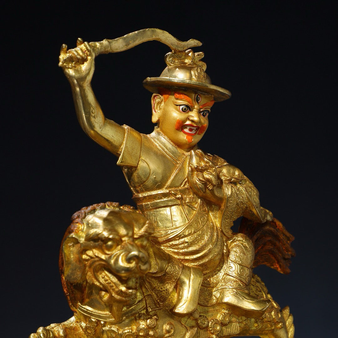 Chinese antique pure copper statue of King Gesar Buddha