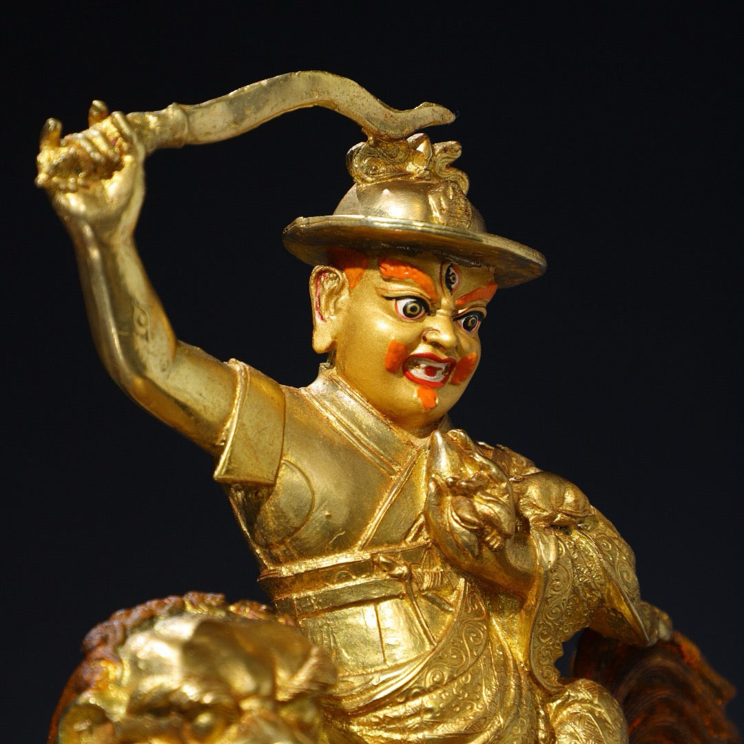 Chinese antique pure copper statue of King Gesar Buddha
