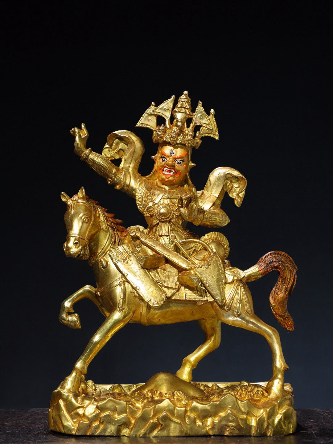 Chinese antique pure copper statue of King Gesar Buddha