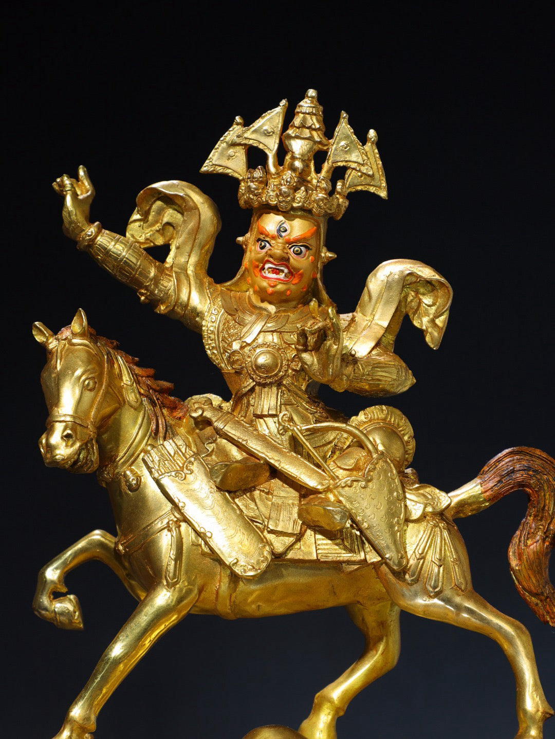 Chinese antique pure copper statue of King Gesar Buddha