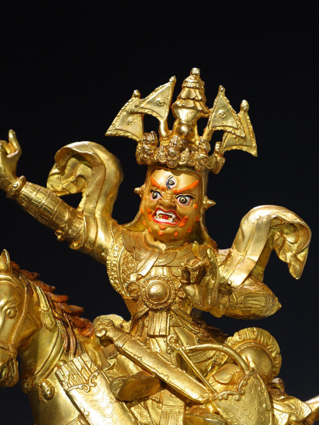 Chinese antique pure copper statue of King Gesar Buddha