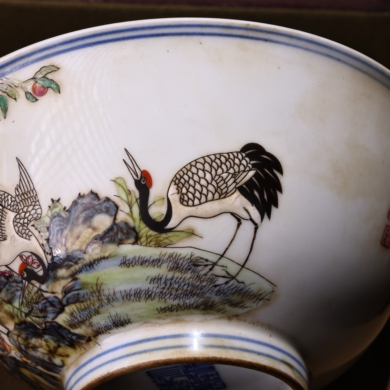 A pair of Chinese antique enamel colored porcelain bowls