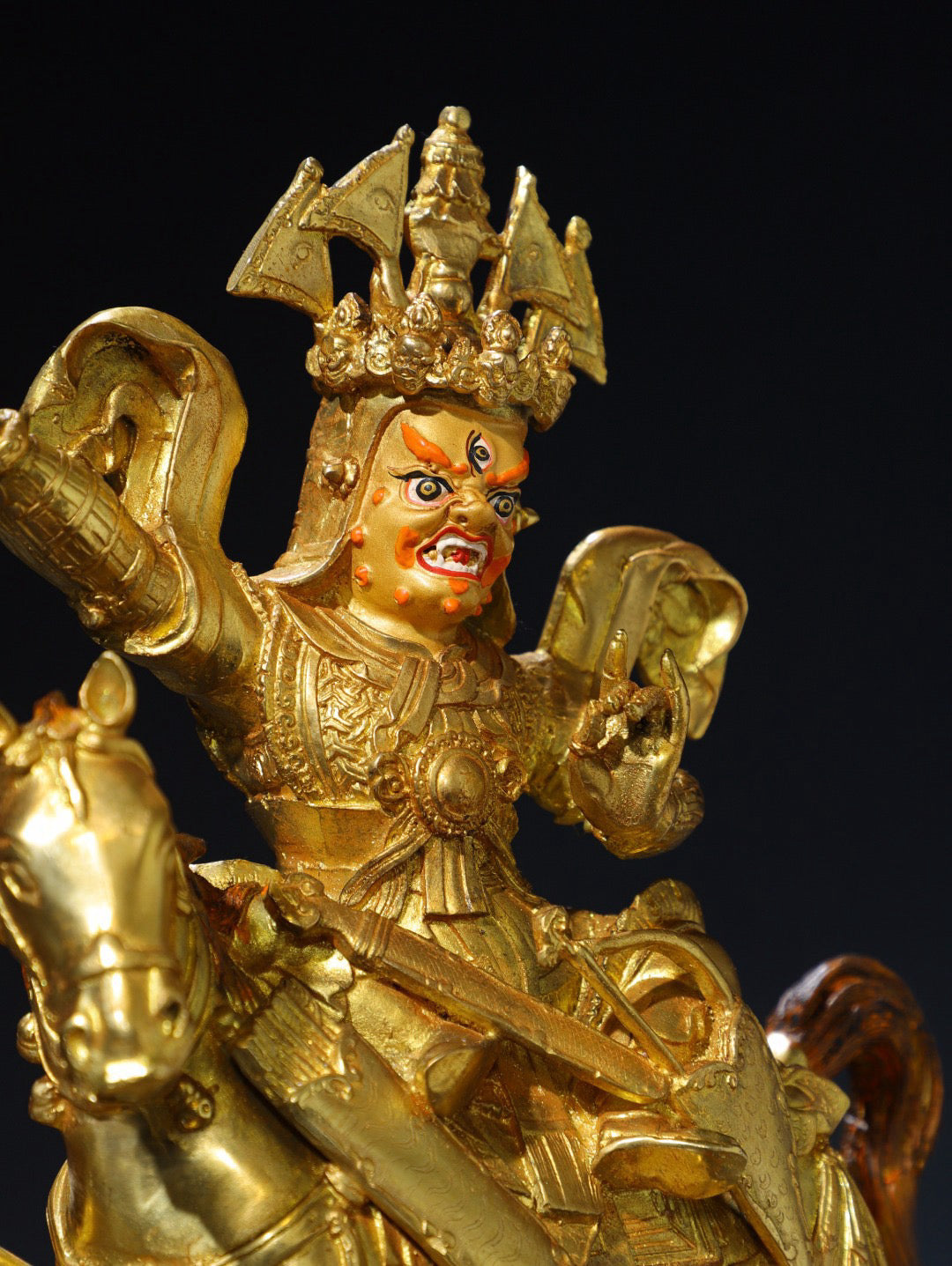 Chinese antique pure copper statue of King Gesar Buddha