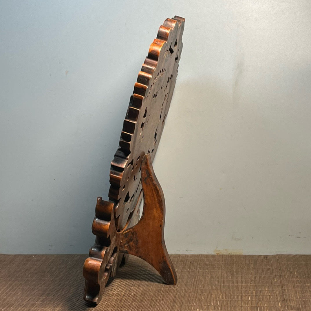 Carved rosewood disc screen ornaments