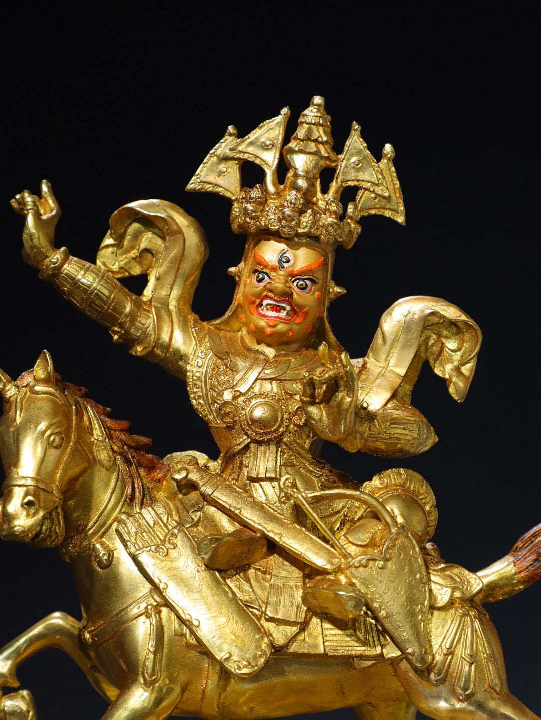 Chinese antique pure copper statue of King Gesar Buddha