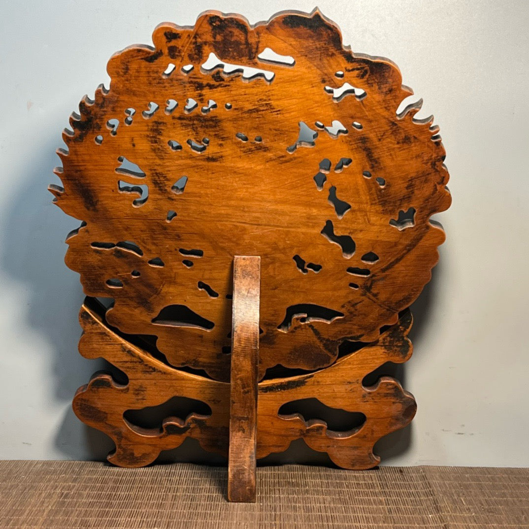 Carved rosewood disc screen ornaments