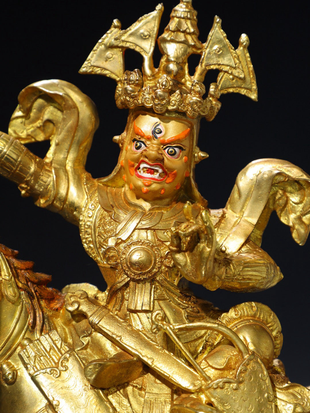 Chinese antique pure copper statue of King Gesar Buddha