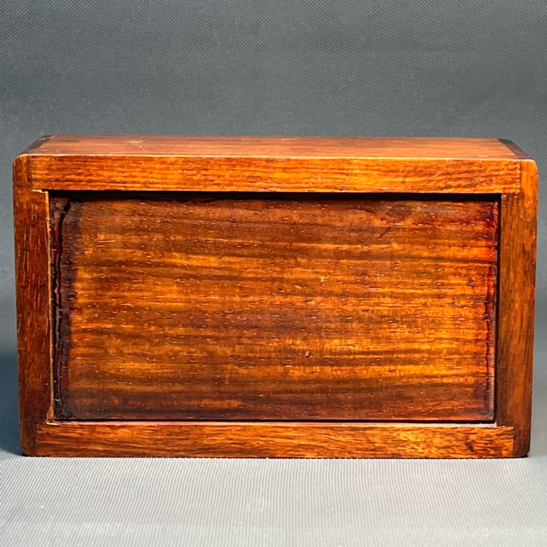 Flower pear wood inlaid shell carving mechanism box