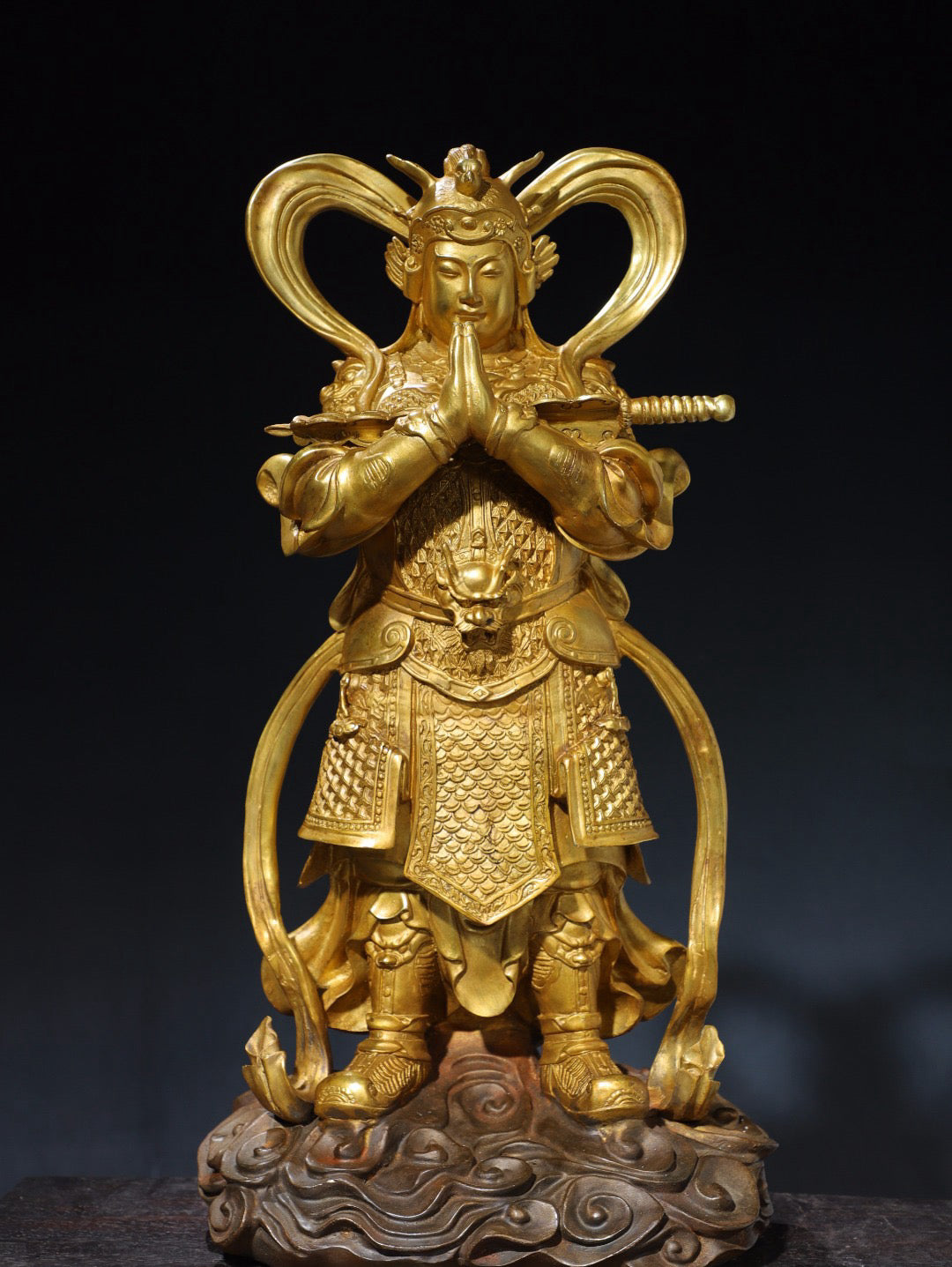 Chinese antique pure copper statue of Buddha Weituo