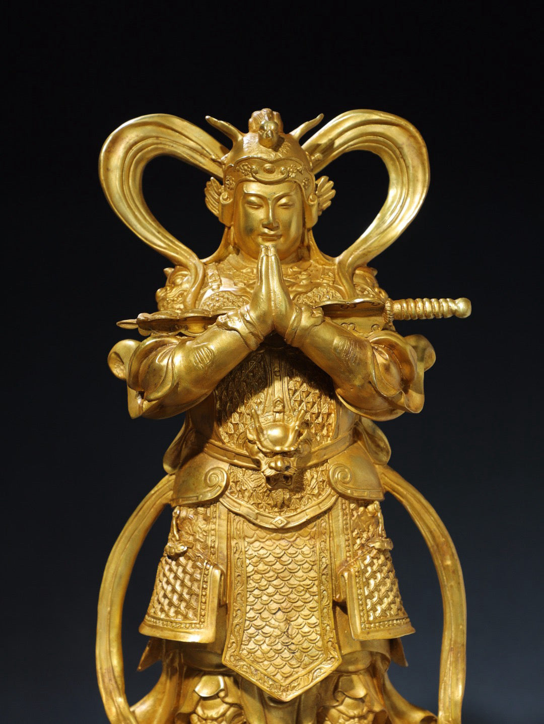 Chinese antique pure copper statue of Buddha Weituo