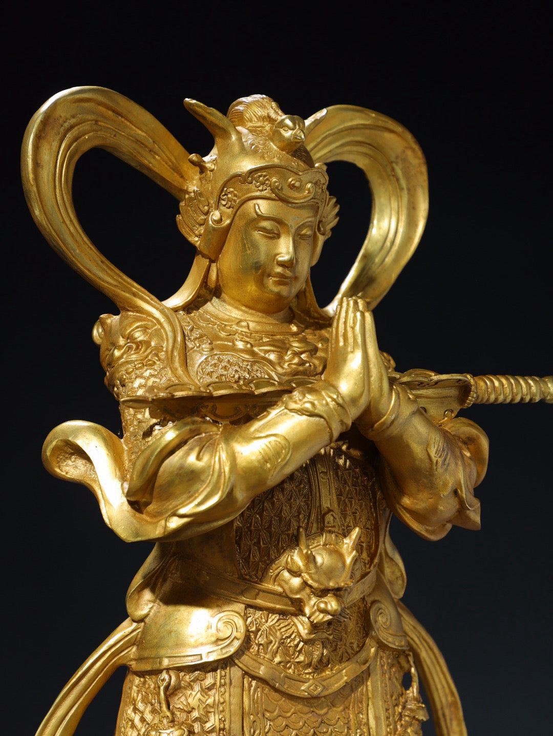 Chinese antique pure copper statue of Buddha Weituo