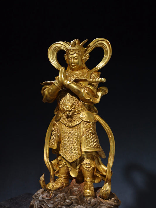 Chinese antique pure copper statue of Buddha Weituo