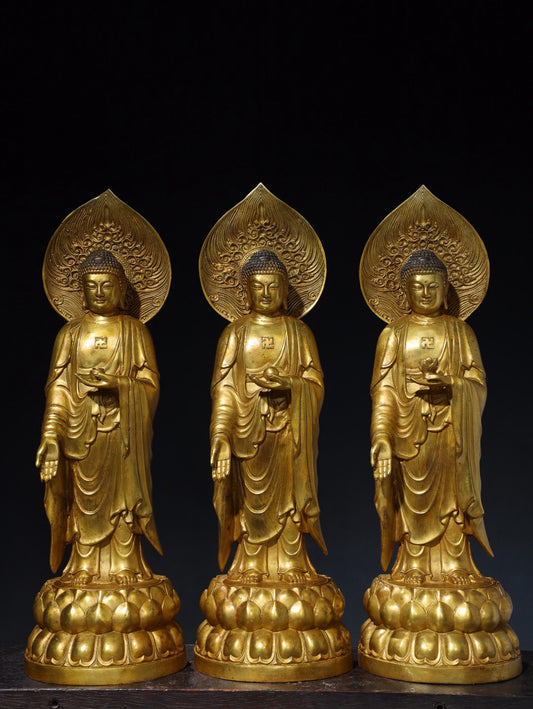 Chinese antique pure copper Buddha statue of the third generation